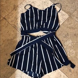 2 piece short set (navy )